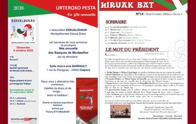 ‘Hiruak Bat’ buletinaren 14. zenbakia atera berri dute Frantzia hegoekialdeko Lyon, Montpellier eta eta Marseillako euskal etxeek