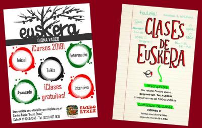 Posters for Basque classes in La Plata and San Nicolas