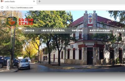 La Platako Euzko Etxeko berritutako webgunearen pantaila-argazkia