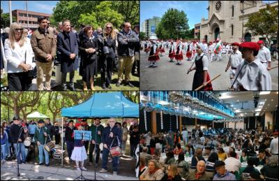 Igande goizean, mezaren ostean, Dardo Rocha plazan Gernikako Arbolari omenaldia eta ehunka dantzariren alardea, euskal etxeetako musikariak lagun. Itxierarako, agur bazkaria Euzko Etxean