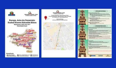 Poster and program for the Regional Meeting of Basque Clubs in Europe, Asia and Oceania at the Paris Eskual Etxea