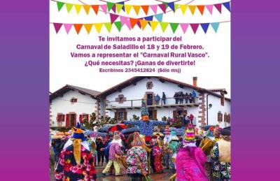 Invitación a participar del carnaval rural vasco en el corso de Saladillo del 18 y 19 de febrero