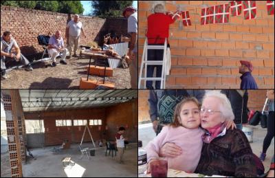 Con la presencia, entre otras, de María Teresa Urdampilleta (abajo a la derecha), fundadora y primera lehendakari del Hiru Erreka, integrantes del Centro Vasco de Tres Arroyos compartieron con los trabajadores el tradicional asado de techada