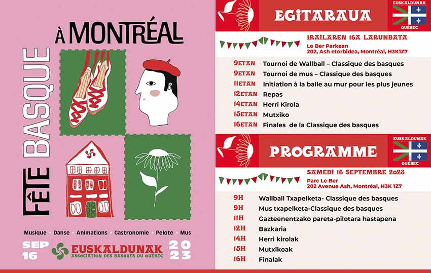 Montreal 2023 euskal piknikaren programa