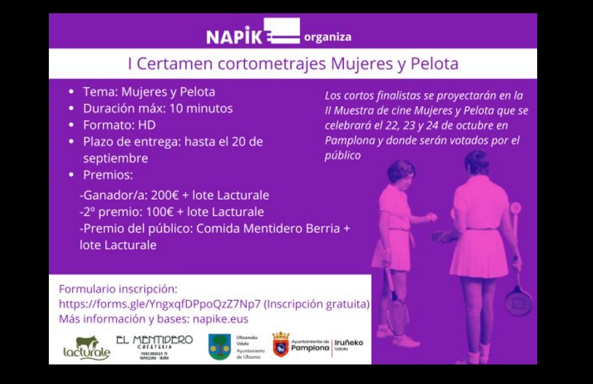 La Asociación Cultural Navarra de Pelota Vasca invita a participar del I Certamen de Cortometrajes Mujeres y Pelota