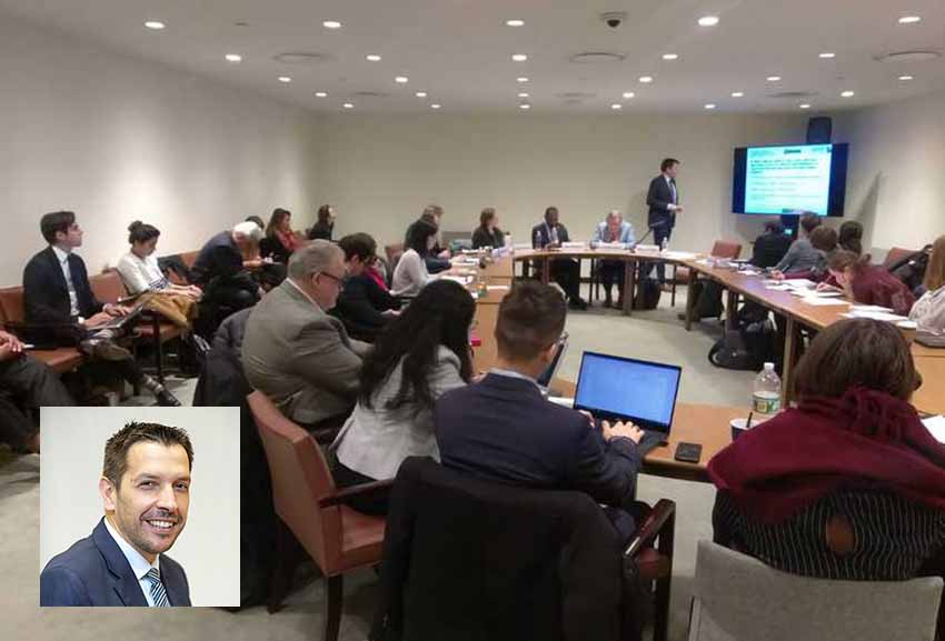 The Delegate of Euskadi in the US, Jorge Fernandez Quintela, presenting at the request of the United Nations UNDESA