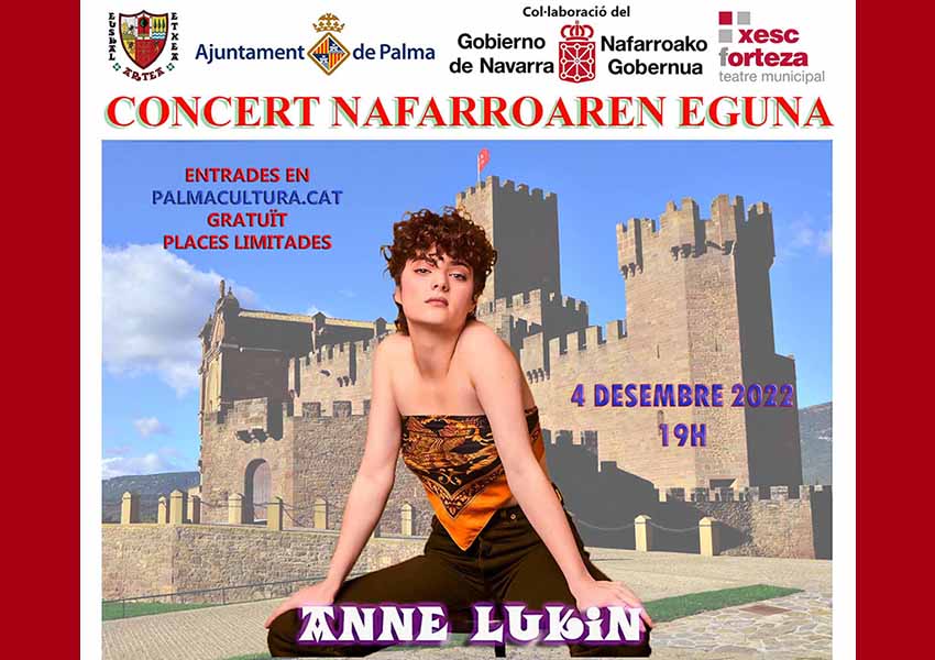 Concierto de Anne Lukin en el teatro Xesc Forteza de Palma por el Día del Euskera y el Día de Navarra, organiza Euskal Etxea Artea