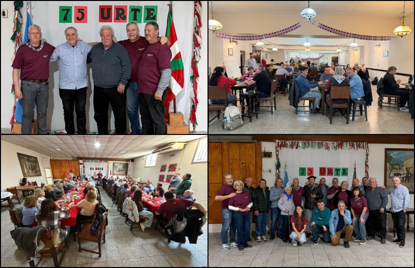 Cañuelas-ko Antonio Beloqui eta Eduardo "Carpito" Makuch txapeldunak, Lagun Onak-eko Carlos Miguelena, Martin Urruchuaga eta Hugo Irusta muslariekin, aretoaren bista partidetan, bazkarian eta agurreko argazkia