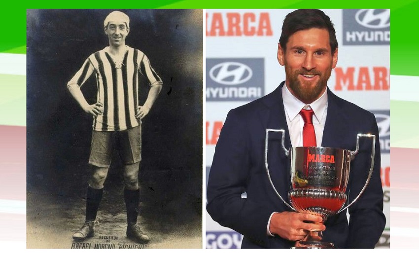 Rafael Moreno Aranzadi 'Pichichi' y el ganador del 'Pichichi' 2017-2018 Lio Messi