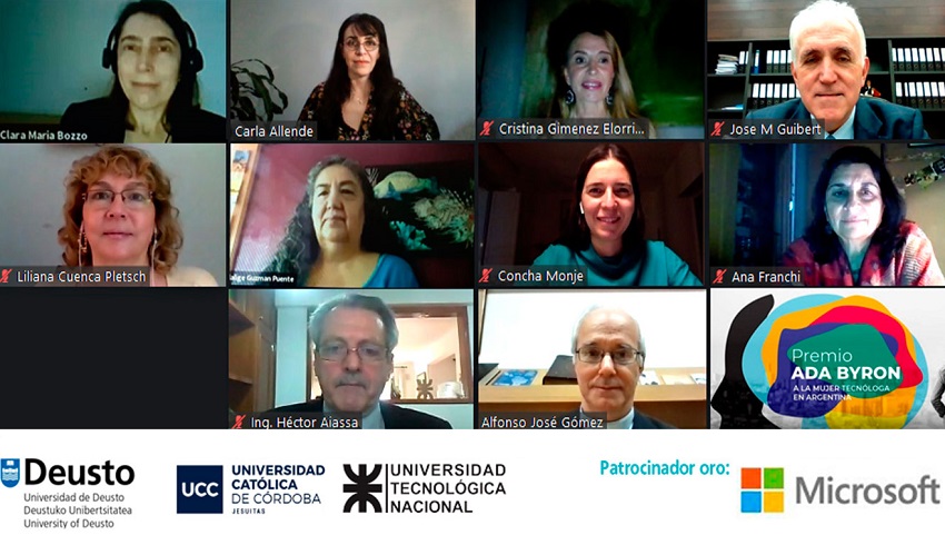 Virtual meeting about the presentation of the “Ada Byron Female Technologist Award,” in Argentina