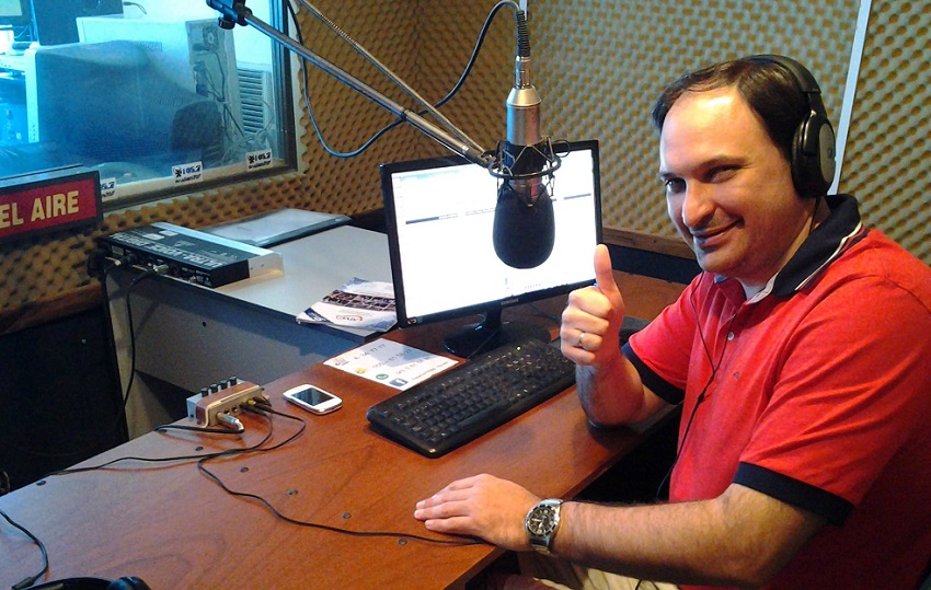 Federico Borras Alcain, 40, director of the Presencia Vasca radio program that airs every Sunday from Parana, Argentina