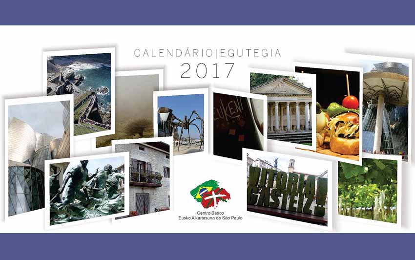 El Centro Vasco Eusko Alkartasuna de Sao Paulo ha editado un calendario 2017 bilingüe euskera-portugués