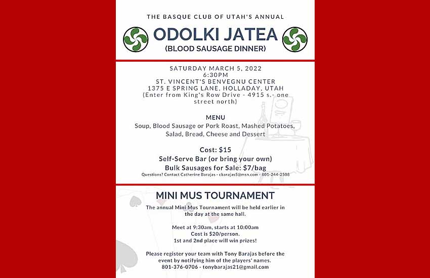 Mañana 'Odolki Jatea' o fiesta del odolki en Salt Lake City, Utah, acompañada cómo no de un Campeonato de Mus