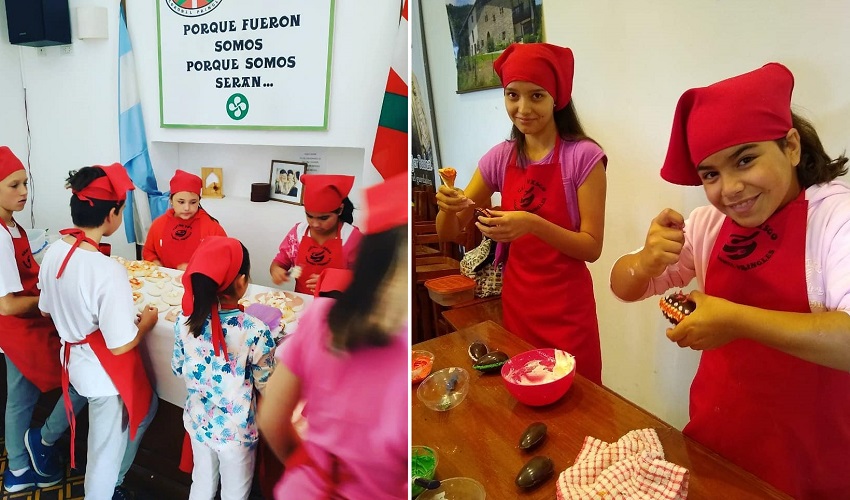 Little sukaldaris at the gastronomy workshop at Eusko Biltzar in Coronel Pringles at classes offered every Saturday