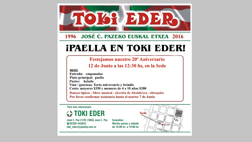 Jose C. Pazeko Toki Eder Euskal Etxearen 20. urteurrena