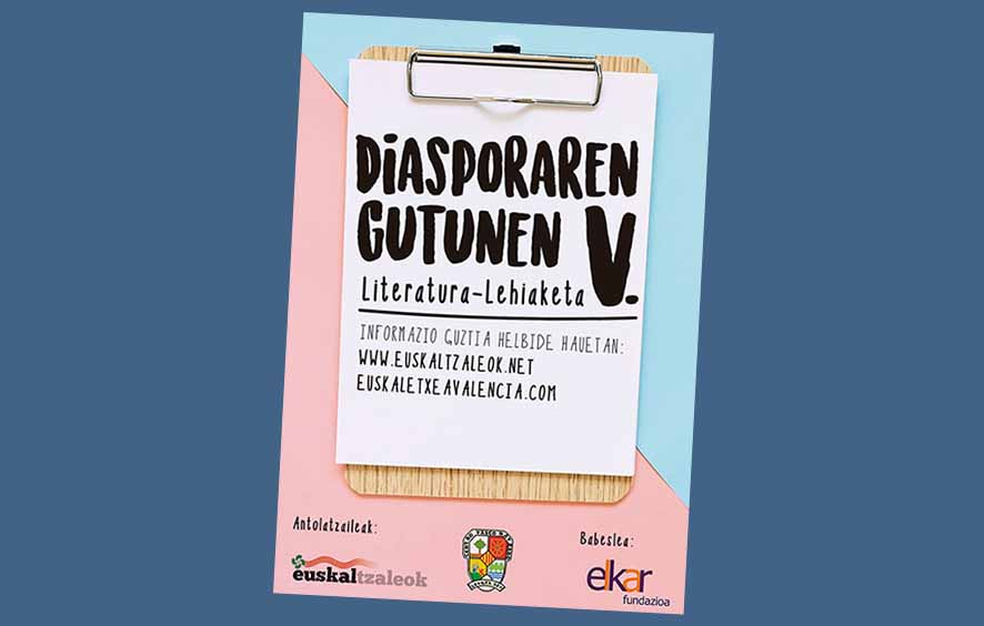 Poster for the “5th Letters from the Diaspora” contest organized by Euskaltzaleok and the Centro Navarro in Valencia