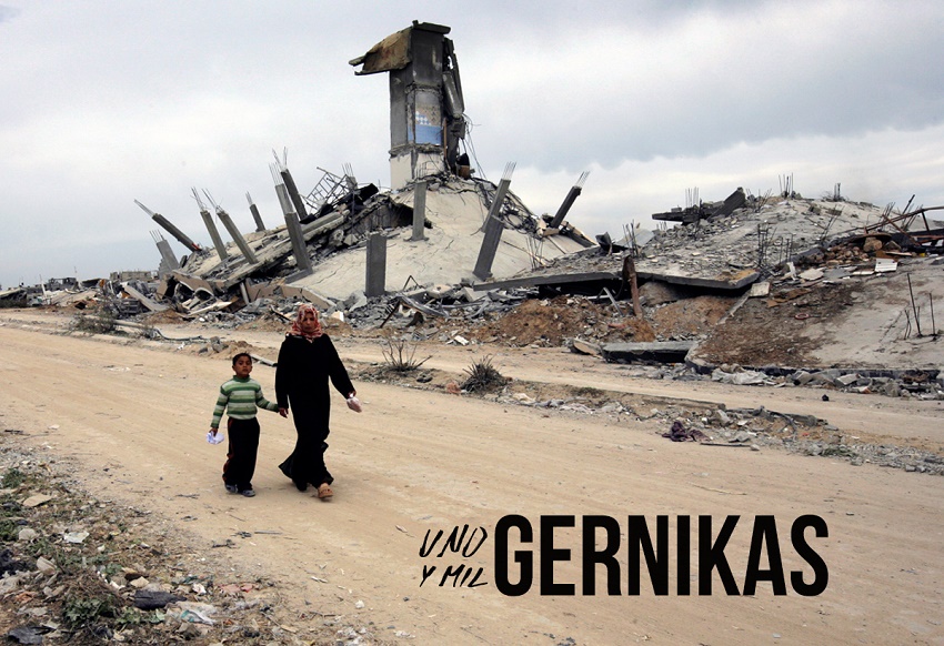 ‘Uno y mil Gernikas’ (‘Bat eta mila Gernika’) erakusketaren afixa (argazkia Yannis Behrakis/Reuters)