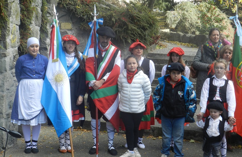 Euskotarren aberria Euskadi da (Euskadi is the homeland of the Basques). Aberri Eguna 2019 in Bariloche, Patagonia, Argentina