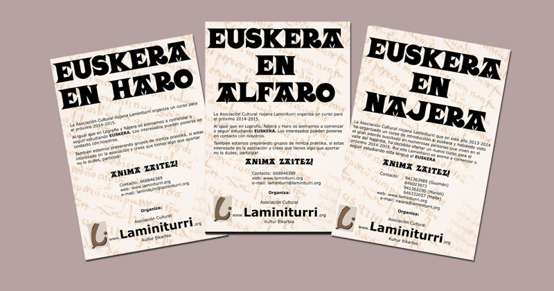 Posters advertising the Basque language classes in the Spanish region of Rioja, neighbouring the Basque Rioja or Errioxa