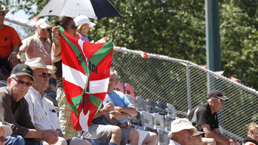 Zazpiak Bat members cheering in the crowd