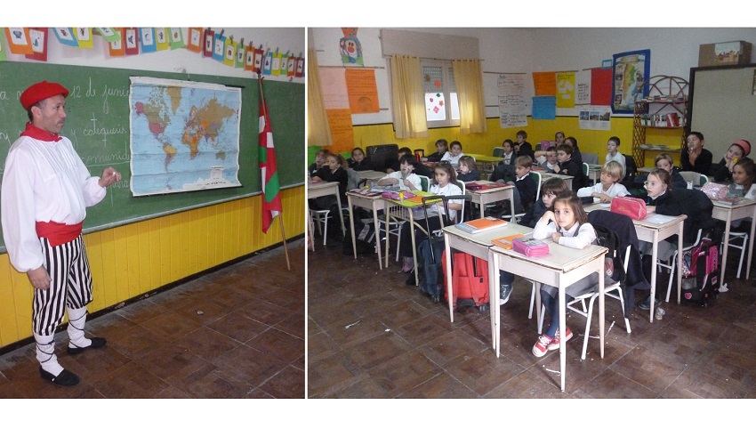 Pablo Pavesa, president of the Guillermo Larregui Basque club was in charge of giving the talk to the second grade class