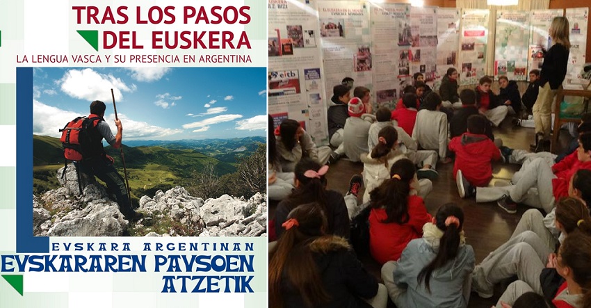 First year students at the College De la Sierra at the exhibit on Basque