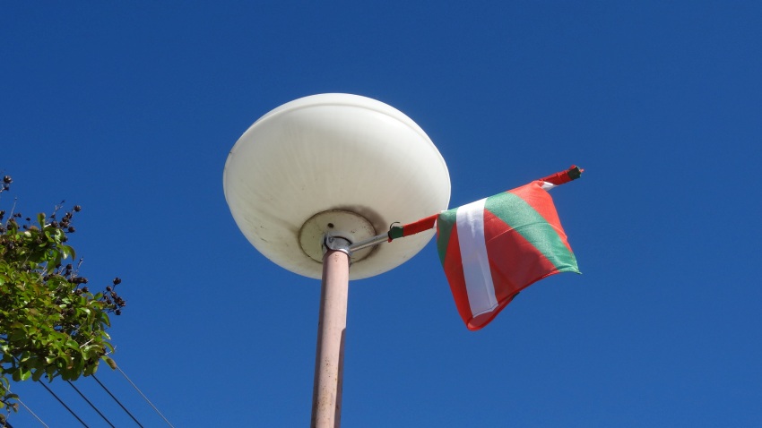 Basque flags in the streetlights