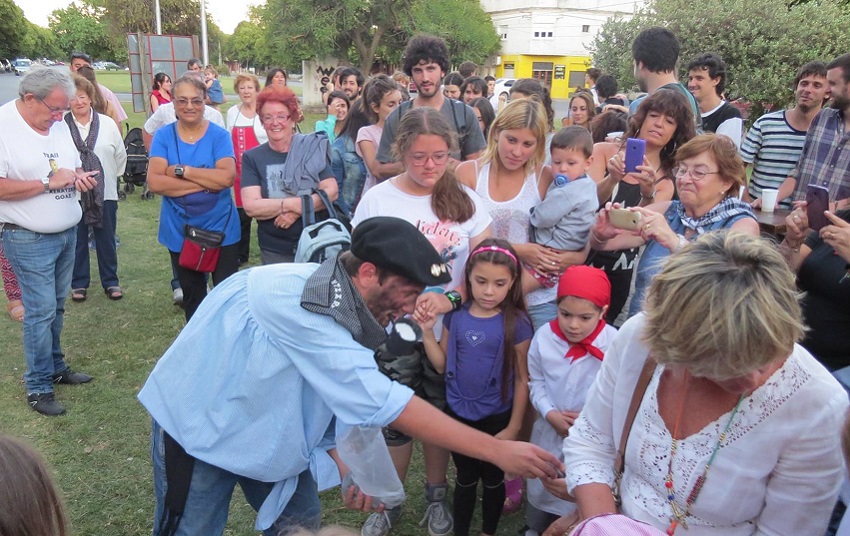 Passing out candy