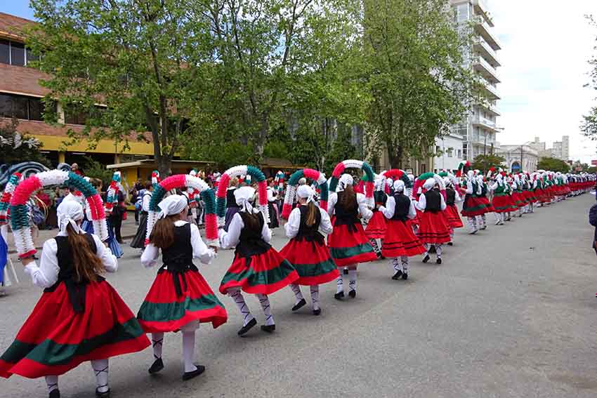 Basque dancers parade on Sunday morning