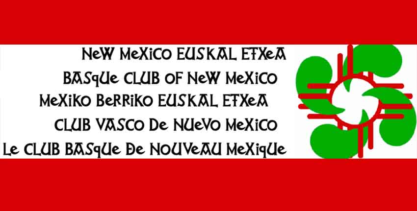 New Mexicoko Euskal Etxearen logoa, izena euskaldunen lau hizkuntzetan
