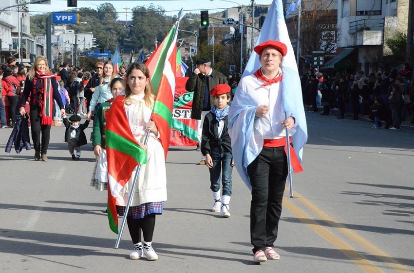 Representatives from Gure Etxea Basque club in the July 9th parade in Tandil