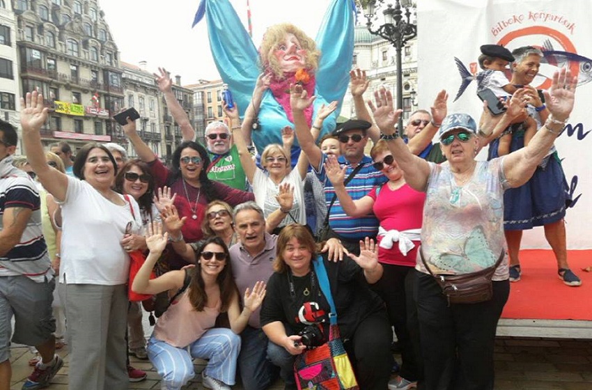 Argentine travelers on the 2017 trip at the festivities in Bilbao