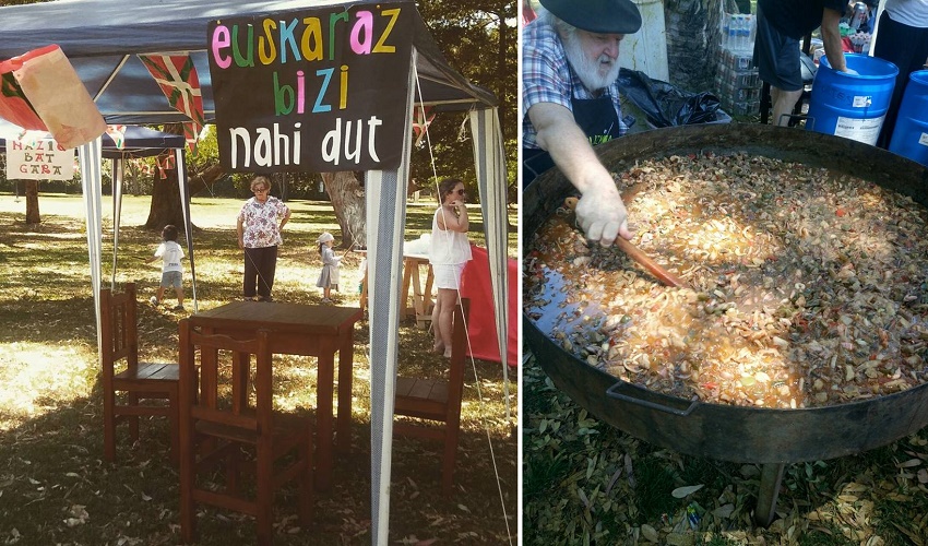 Celebration and paella outside