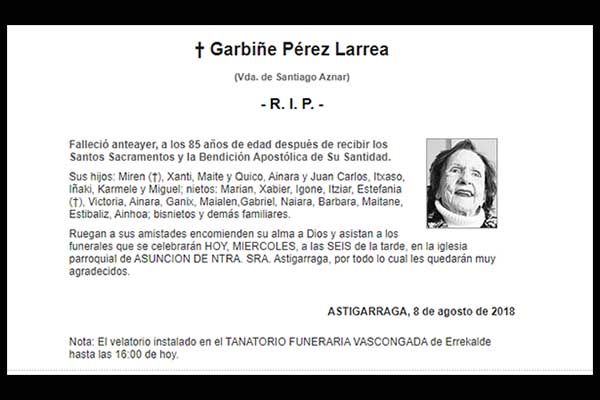 Garbiñe Pérez Larrea de Aznar
