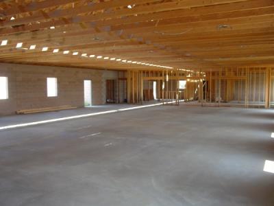 La sede de la euskal etxea de Gooding en construcción. En la imagen la sala principal que albergará actividades de gran concurrencia de la comunidad vasca y se alquilará para otros eventos de la ciudad, como fuente de ingresos (foto EuskalKultura.com)