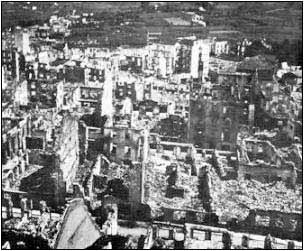 Vista de Gernika destruida por Franco y sus aliados