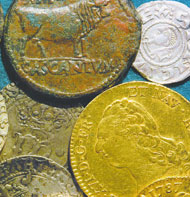 Algunas de las monedas de la colección (Foto C.Beyreuther). 