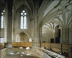 Vista de la excavaciones y pasarelas en Santa María de Gasteiz (foto Sanmillán)