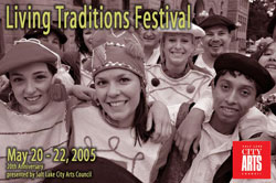 Los dantzaris del <i>Utah Basque Club</i>, con sus txapelas y atuendos vascos tradicionales, ponen cara al cartel de esta XX edición del Festival