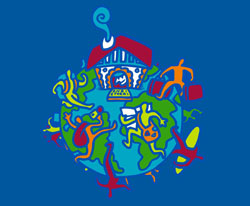 Logo del programa Gaztemundu 2005, diseñado por Kukuxumuxu y Bokart