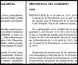 La Resolución del Gobierno Vasco fue publicada en el BOPV de ayer 24 de agosto de 2005