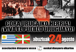 Aspecto parcial del cartel y llamado de la Asociación Diáspora Vasca correspondiente al aniversario del pasado año