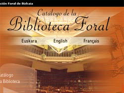 Aspecto parcial de la página web de la Biblioteca Foral, dependiente de la Diputación Foral de Bizkaia