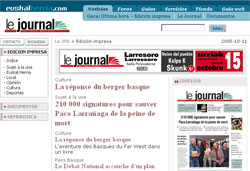 Portada de la versión online del diario Le Journal 