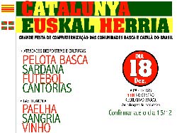 Cartel anunciador del Encuentro Cultural Catalunya-Euskal Herria, este domingo en Sao Paulo