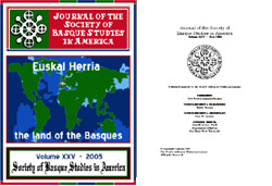 Portada y página de presentación del Anuario 2005 de la Society of Basque Studies in America