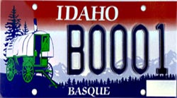 Modelo de matrícula en honor de la cultura vasca, de curso legal desde hace pocas semanas en Idaho (foto Idaho Transportation Department)