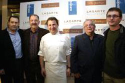Los chefs Arbelaitz (Zuberoa), Subijana (Akelarre), Berasategui (Berasategui), Arzak (Arzak) y Aduriz (Mugaritz), en la reciente  inauguración del Lasarte