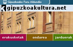 Aspecto parcial del portal de Kultura que la Diputación Foral de Gipuzkoa pone a disposición de los internautas interesados