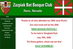 Página web de la Euskal Etxea de Reno